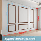 Art3d Pre-Cut Wall Molding Set of 6 pcs, Ready-to-Assemble Wainscoting Panels for Interior Wall Décor Living Room Bedroom Accent Wall - Installed with Glue, 3 Top 3 Bottom, Walnut