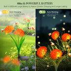 Solar Garden Lights, 6 Pack Swaying Bee Lights with Flowers, Waterproof Firefly Light Outdoor for Garden Patio Yard Pathway Decoration, Gifts for Women Mother's Day