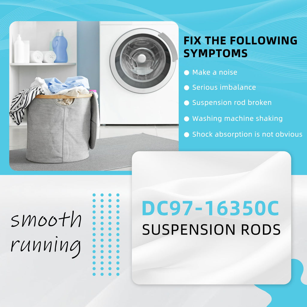 [New Upgraded] WA50R5200AW WA50R5400AV WA50R5400AW WA400PJHDWR Washer Suspension Rods Fit for Sam-sung Washer, Replace DC97-16350C DC97-16350E DC97-05280W DC97-16350U DC97-16350J/S by AMI PARTS