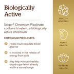 Solgar Chromium Picolinate 200 mcg, 180 Vegetable Capsules - Supports Healthy Blood Sugar Metabolism - Non-GMO, Vegan, Gluten Free, Dairy Free, Kosher - 180 Servings