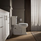 KOHLER Stonewood Quiet-Close, Round Toilet Seat Soft Close, Durable Wood, Easy Installation, Universal Fit, Home Essentials, White Finish, K-20467-0