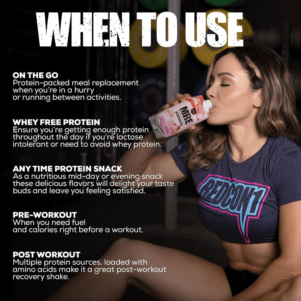 REDCON1 MRE Ready to Drink Protein Shakes, Cookies & Cream - Lactose + Whey Free RTD Protein Made with Real Whole Food Protein Blends - Keto-Friendly and Easy to Digest Nutritional Shake (12 Pack)