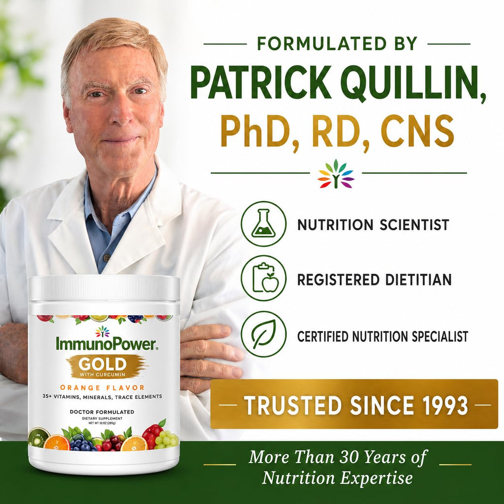 ImmunoPower Gold - High-Absorption Turmeric Root Extract & BioPerine Immune Booster - Doctor Formulated with 33+ Nutrients - Orange Flavor