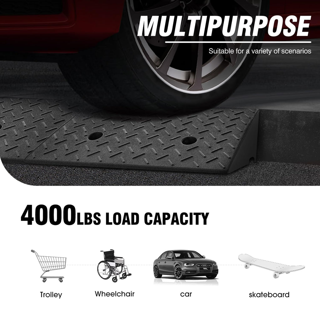 DNA Motoring 1pcs 5.7" Rise Rubber Curb Ramp Heavy Duty Loading Driveway Ramp Threshold Ramp 38.6" L x 14.8" W x 5.7" H for Loading Dock, Warehouse, Wheelchair, Motorcycles, Cars, TOOLS-00647