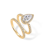 PAVOI 14K Yellow Gold Plated 1.7CT Pear CZ Eternity Engagement Ring Wedding