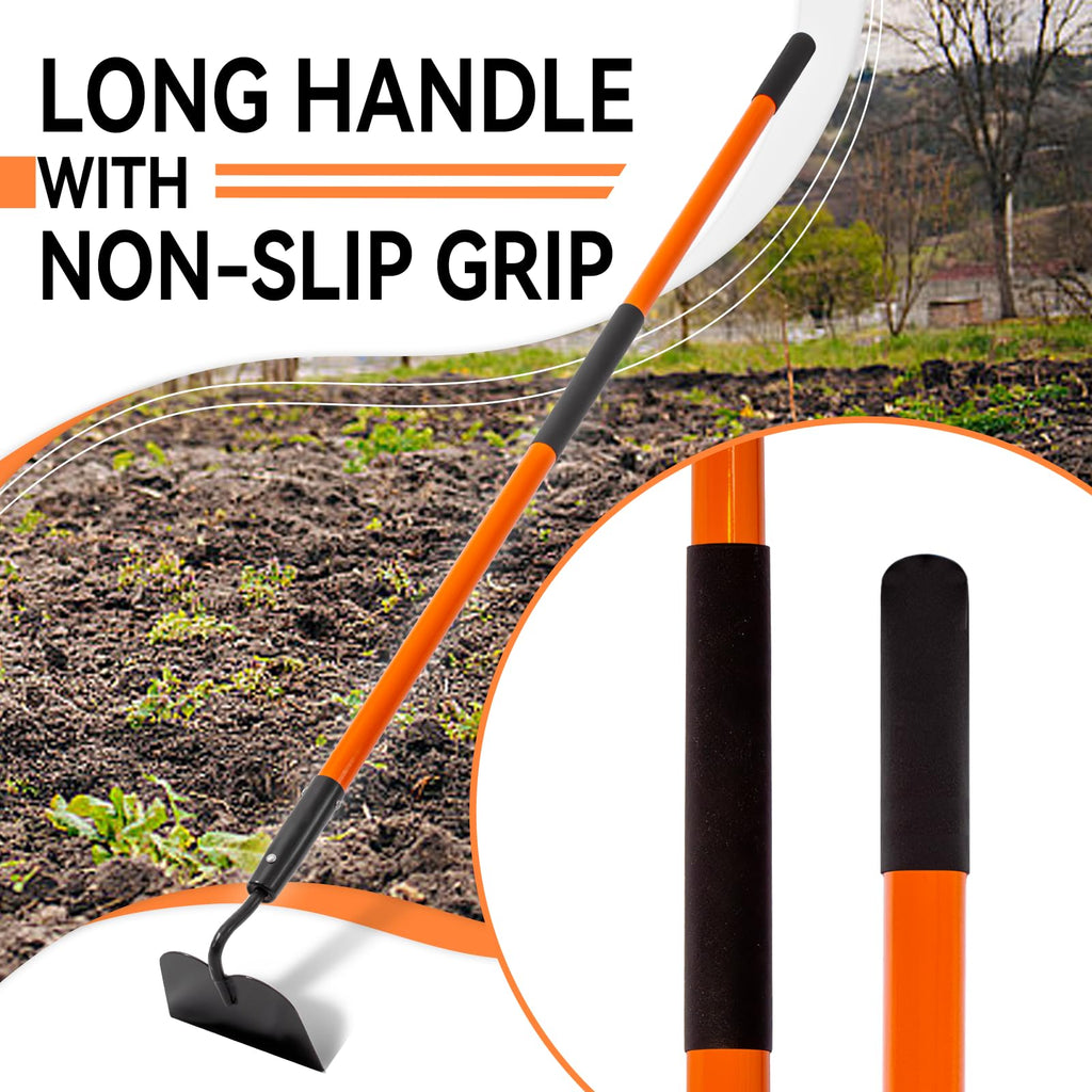 Nohovu Garden Hoe Tool, 58 Inches Hoe Garden Tool with Fiberglass Long Handle, Heavy Duty Garden Hoe for Weeding