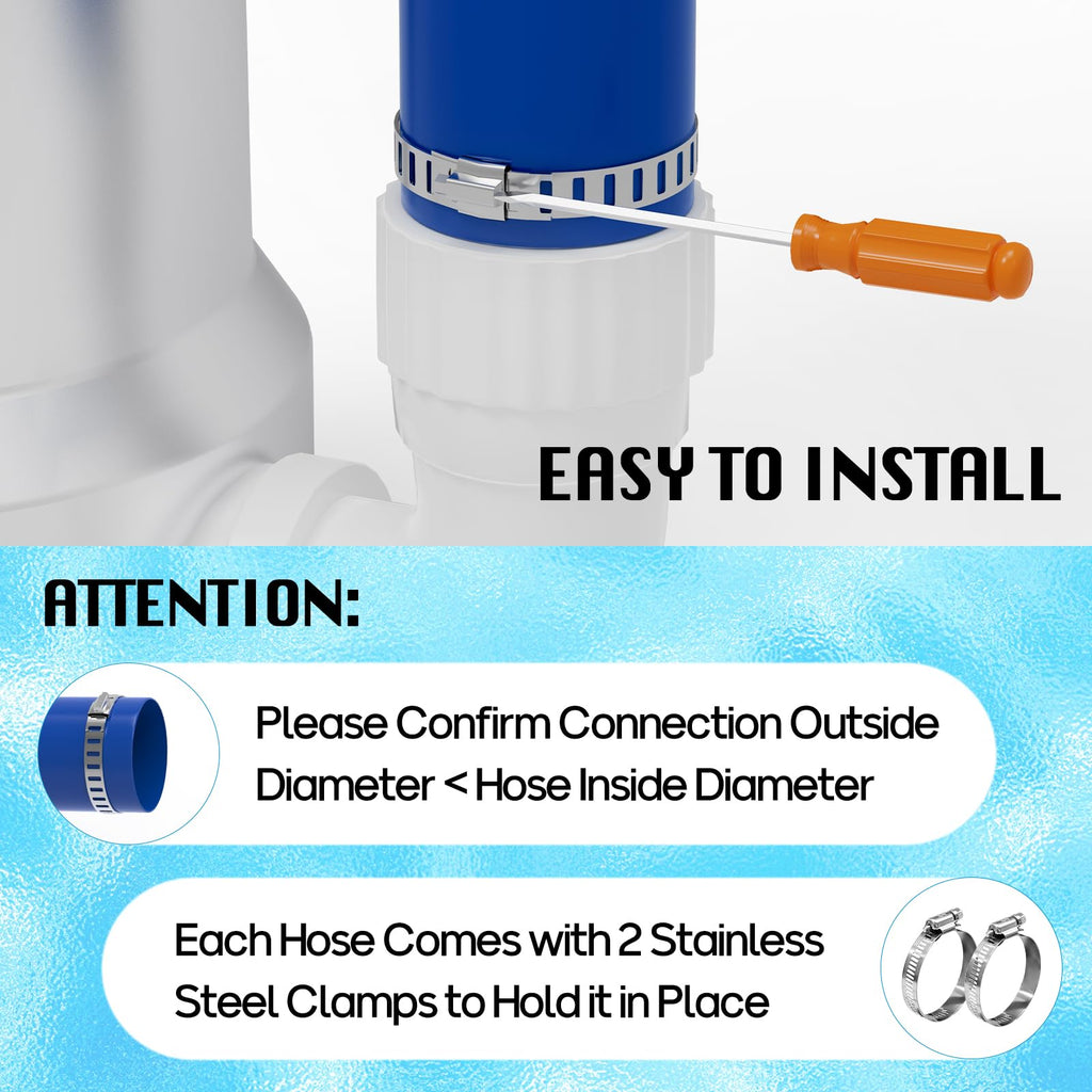 Mosenpol Pool Backwash Hose 1-1/2" x 100 FT - Heavy Duty Layflat Sump Pump Hose, Weather and Burst Resistant PVC Discharge Hose with 2 Clamps for Water Transfer, Pool Drainage, Pool Drain