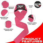 BEAST RAGE Lifting Wrist Straps for Weightlifting, Straps Gym Grip Power Workouts Lifting Straps Padded Cotton Men Women Wrap Lift, Deadlift Bodybuilding Weight Lifting Exercise Straps (Pink)