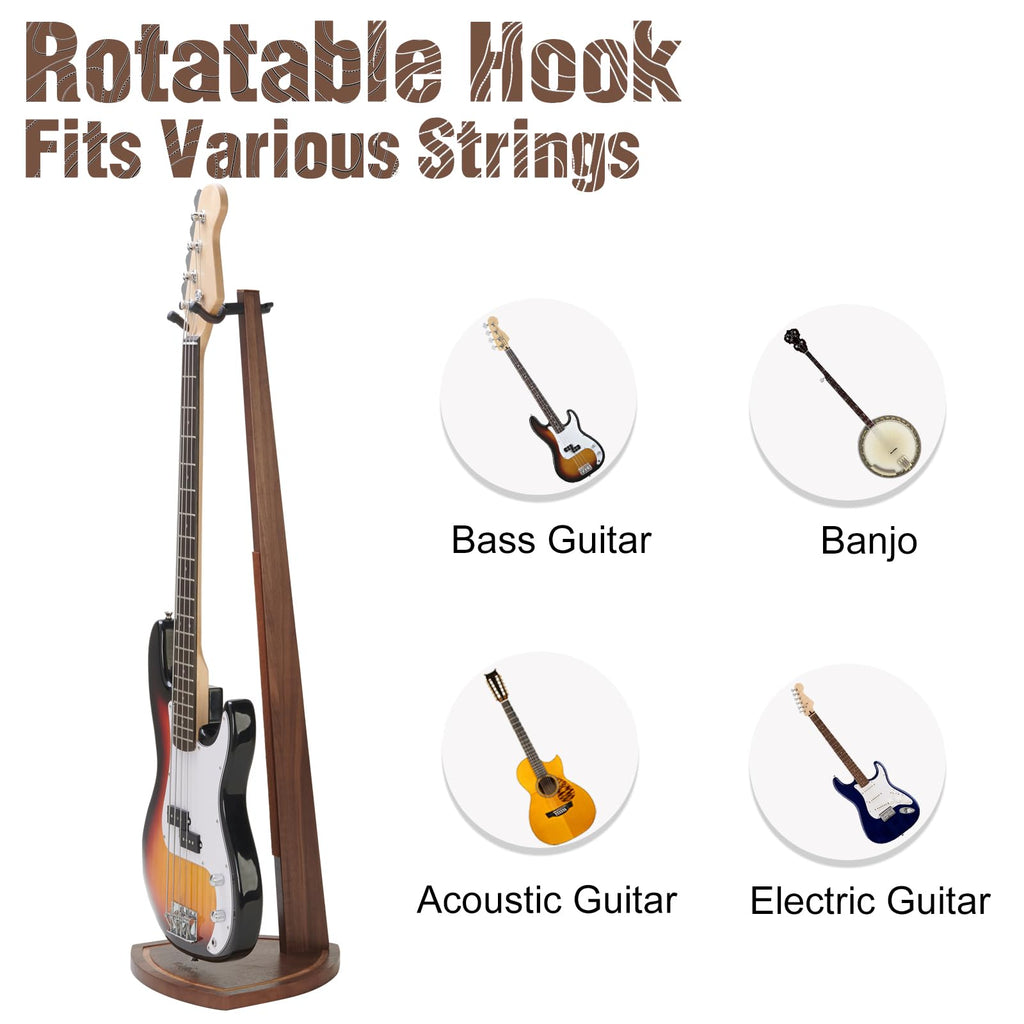 Musbeat Bass Guitar Stand, Electric Bass Stand for Studio, Living Room, Handcrafted Electric Bass Guitar Stand, Wood Guitar Stand Floor for Electric Guitar, Bass Guitar, Banjo, Guitar Gifts for Men
