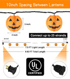 TIGOMOOV Halloween Pumpkin String Lights, Jack O Lantern Lights Plug in, 10 Orange Pumpkin Lanterns 9.83FT Connectable, Indoor Outdoor Fall Halloween Decorations for Porch Mantel Yard