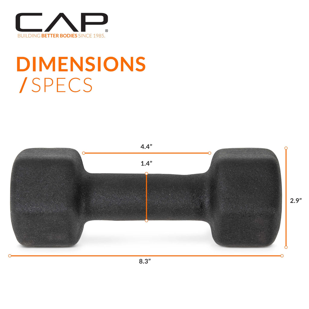 CAP Barbell 7 LB Neoprene Dumbbell Hand Weights - Pair | Black
