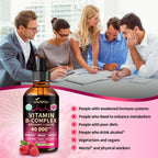 VivoNu Vitamin B Complex Liquid Drops, Methylated Vitamin B12 6000 mcg, B1, B6, B3, B5, B2, Folate, Biotin, Magnesium, Zinc, CoQ10 for Metabolism* & Energy Support, Raspberry Flavor - 3 Bottle