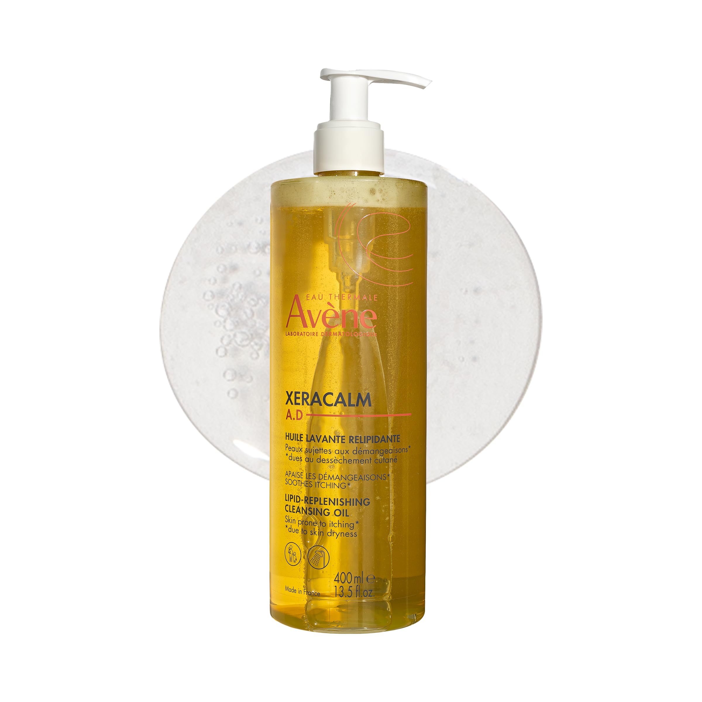 Avène XeraCalm A.D Lipid-Replenishing Cleansing Oil, Atopic Dermatitis, Eczema-Prone, Fragrance-Free, Pump, 13.5 oz.