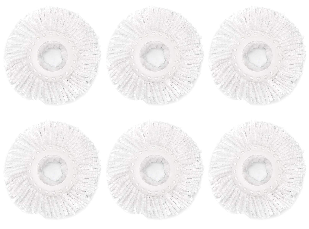 6 Pack Spin Mop Replacement Head for Hurrica, Mopnad, Cassabel and Other 360 Spin Mop Systems, Microfiber Spin Mop Refills (6pc-White)