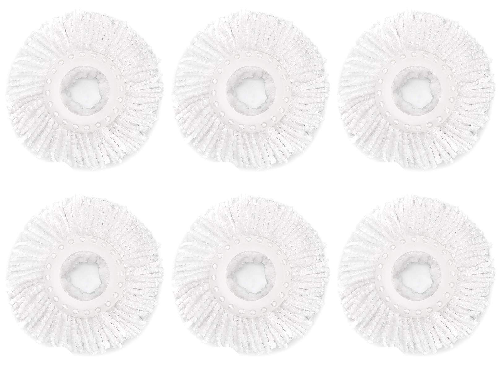 6 Pack Spin Mop Replacement Head for Hurrica, Mopnad, Cassabel and Other 360 Spin Mop Systems, Microfiber Spin Mop Refills (6pc-White)