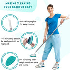 Shower Scrubber with Long Handle, 47'' Bathtub Scrub Brush, Bathroom Tub and Tile Cleaning Tool with 6 Refill Pads
