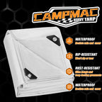 CAMPMAC White Heavy Dut Waterproof Tarp 6' x 20', 10 Mil Thick, High Durability, Rip and Tear Resistant with Metal Grommets Every 20 Inches