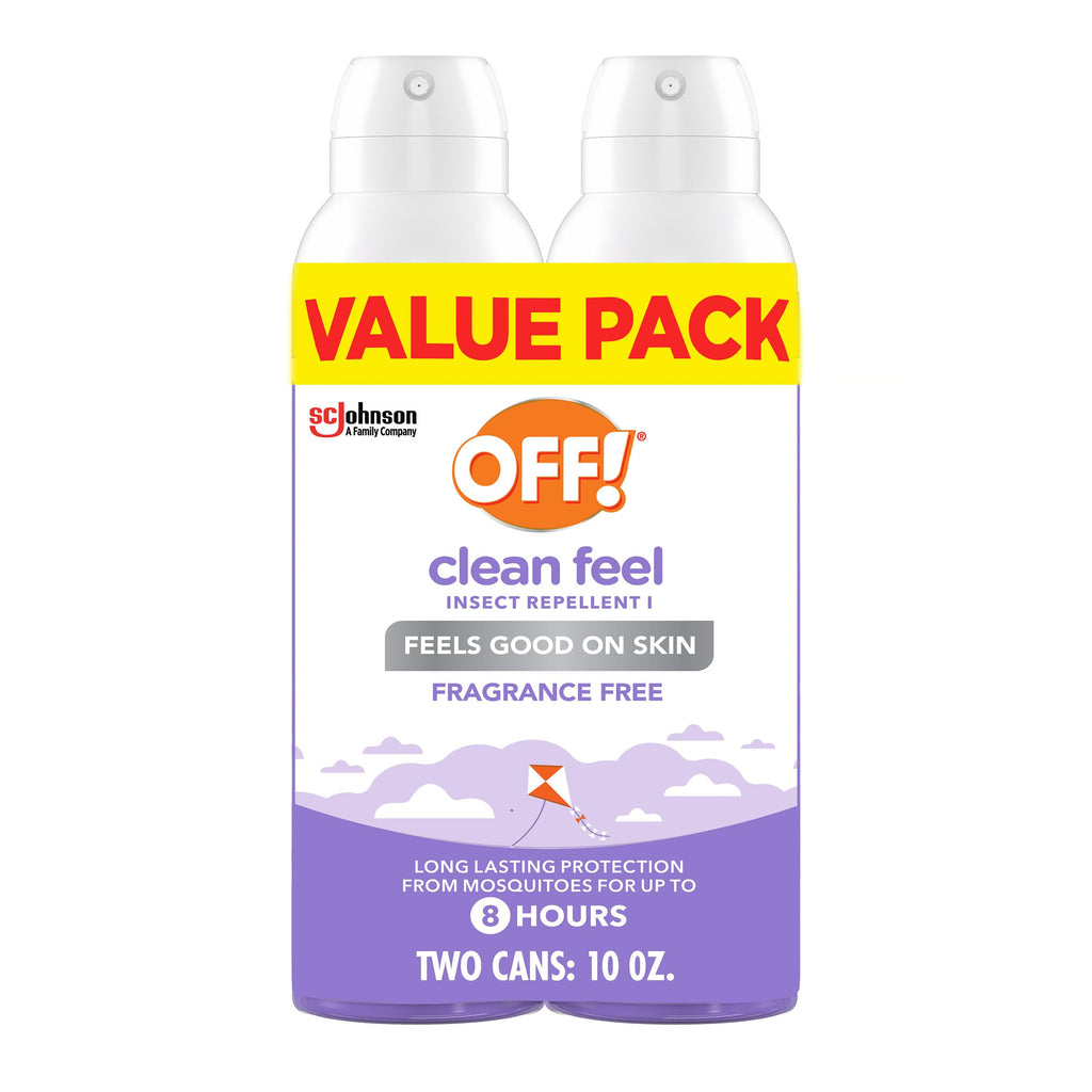 Off! Clean Feel Insect Repellent Aerosol with 20% Picaridin - Long-Lasting DEET-Free Protection from Mosquitoes, Fragrance-Free Pest Control for Ticks & Flies, Camping, Bug Spray - 5 oz (Pack of 2)