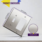 ENERLITES Combination Toggle and Decorator Switch Metal Wall Plate, Stainless Steel 201, Corrosion Resistant, Size 2-Gang 4.50" x 4.57", 771131-PC, Polished Chrome, Silver