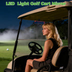 10L0L Golf Cart Mirror Rear View Extra Wide 180 Degree Panoramic for Yamaha EZGO Club Car and Others (With Light Bead)