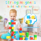 Asago Magnetic Blocks, 1.34 inch Large Magnetic Building Blocks, 3D Magnetic Cubes for Toddlers, Preschool Educational Construction Kit, Sensory Montessori Toys Kids Blocks for Boys Girls Toddlers
