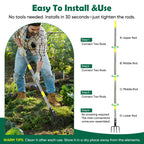 Garden Hand Tiller Cultivator, 4-Tine Adjustable Long Handle