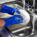 Juvale Rubber Dishwashing Gloves - Heavy Duty Rubber Gloves for Cleaning - Waterproof Kitchen Protection for Women - Cotton-Lined Grip Design - Large, Pack of 2, Blue