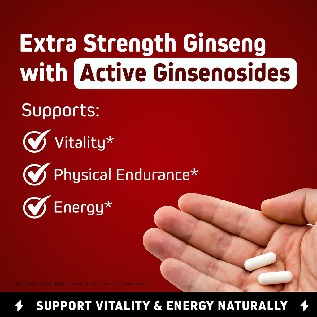 Herbtonics Korean Red Panax Ginseng 1500mg - Energy Supplement for Peak Performance, Focus & Vitality - High Potency Ginseng Root Extract - 120 Vegan Capsules