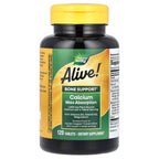 Nature’s Way Alive! Calcium Bone Support Tablets*, Max Absorption Calcium Supplement with Vitamins D3, K2, & Magnesium, Promotes Bone Health and Bone Density*, Gluten Free, 120 Tablets