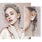 Bohemian Long Drop Dangle Earrings for Women, Chic Boho CZ Wedding Jewelry