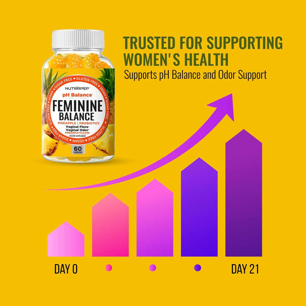NutraPep Feminine Balance Probiotics Gummies for Women - Vaginal Health & Women's pH Balance Natural Gummy Supplement with Cranberry Pineapple Powder - Sugar Free Gluten Free Vegan