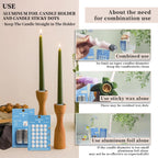 Taper Candle Fittings Set 30 Silver Bobeches & 24 White Sticky Dots for Secure Placement in Taper Candle Holders
