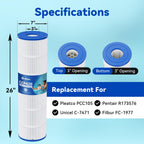 Hiioors CCP420 Pool Filter Cartridges 4 Pack, Compatible with Pentair Clean & Clear Plus 420, Replaces Pentair R173576, Pleatco PCC105-PAK4, 420 sq.ft, Heavy Duty 5 oz+ Trilobal Fabric