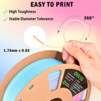 OVV3D Rainbow PLA Filament 1.75mm, Pastel Filament Multicolor Matte PLA 1kg