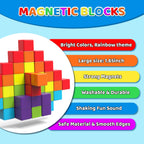 Magnetic Building Blocks, 1.65 inch Large Magnetic Stacking Cubes for Toddlers, Sensory & Montessori Toys for Boys & Girls 1 2 3 Years Old (24 PCS)