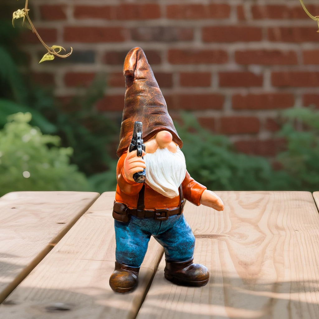 WONDHOME Funny Garden Gnome Statues 7", Armed Gnomes Tactical Guarding Gnomes Figurine with Weapon for Outdoor Yard Home Office Decor - Gifts for Men Dad Women Birthday Christmas