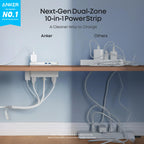 Anker Nano Power Strip, Desk Clamp, 70W Max, 1500J Surge Protector, 2 USB C
