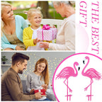 Riakrum 4 Pcs Flamingos Outdoor Yard Decor Pink Metal Flamingos for Yard Garden Large Bird Statue Ornaments for Lawn, Patio Outside Art Decor
