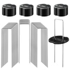 200Pcs Garden Stakes Staples Kit, 100Pcs 6 Inch U-Shaped Landscape Staples, 100Pcs Fixing Gasket for Weed Barrier Fabric, Ground Cover, Holding Fence and Artificial Turf