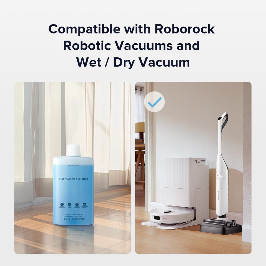 roborock Floor Cleaning Solution, Floor Cleaner for Hardwood, Compatible Robot Vacuums with Mopping and Wet and Dry Vacuum, 1L, 33.8 Fl. OZ (Pack of 2)
