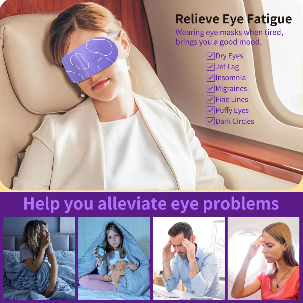MYEBONG 48 Packs Steam Eye Mask for Eyes, Warm Compress Eye Mask, Self Heating Eye Masks Help for Eye Spa, Disposable Heated Eyes Mask for Sleeping Relief Stress Eye Fatigue(Lavender)