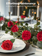 InnoGear Fake Roses 50 Pcs Dark Red Flowers Artificial Faux Foam Floral