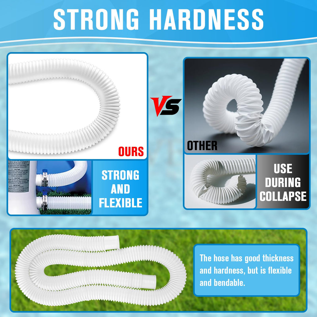 Pool Hoses for Above Ground Pools,1.25 x 59 Inch Pool Filter Hose,Compatible with Intex Filter Pump 607,637 With 8 Metal Clamps (4 Pack)(4)
