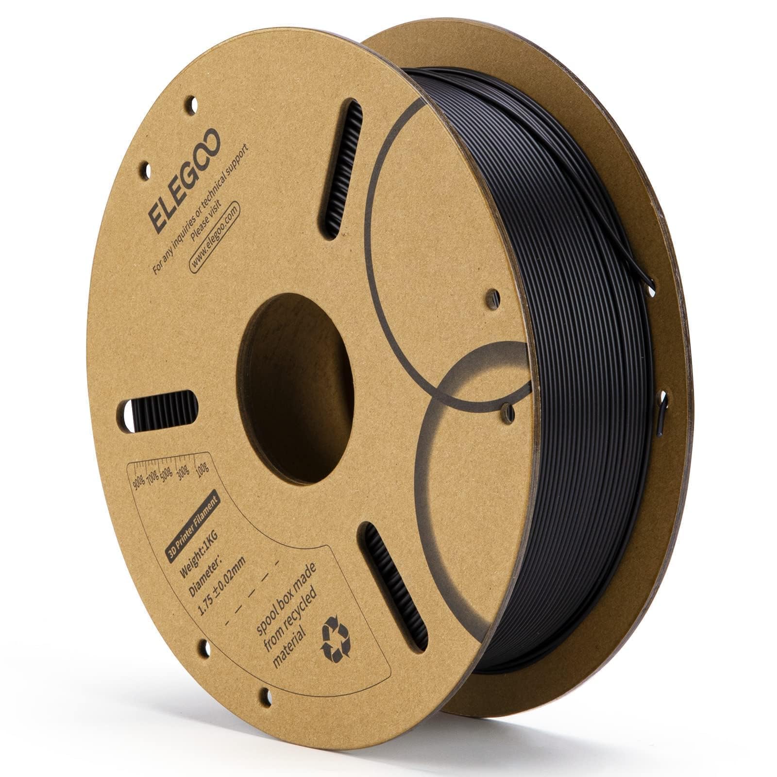 ELEGOO PLA 3D Printer Filament 1.75mm Black 1KG