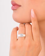 Rinfit Silicone Ring with Stone, Princess Cut CZ - Wht/Sil, Size 7