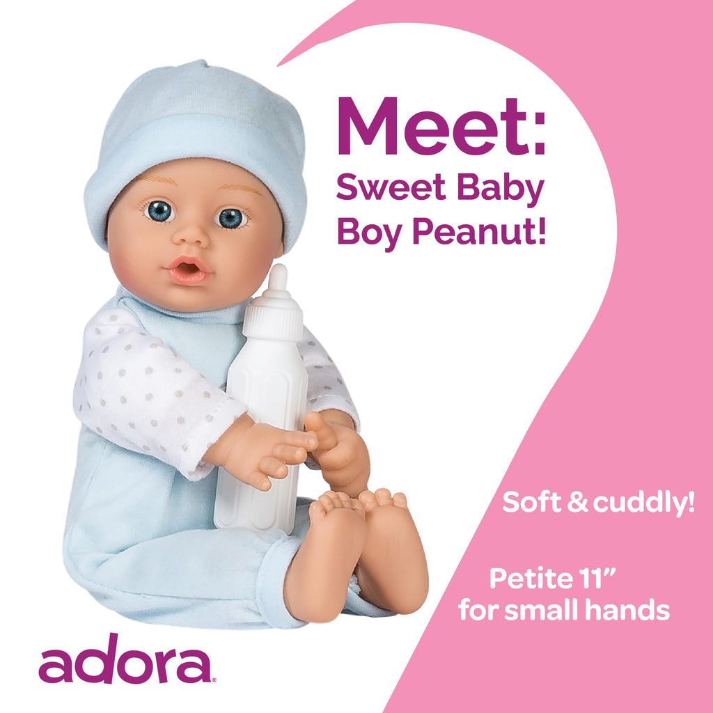 Adora Sweet Baby - 11” Soft & Cuddly Baby Doll, Realistic Features, Gentle Scent, Machine Washable, Lightweight & Easy to Hold | Adorable Playmate (Peanut)