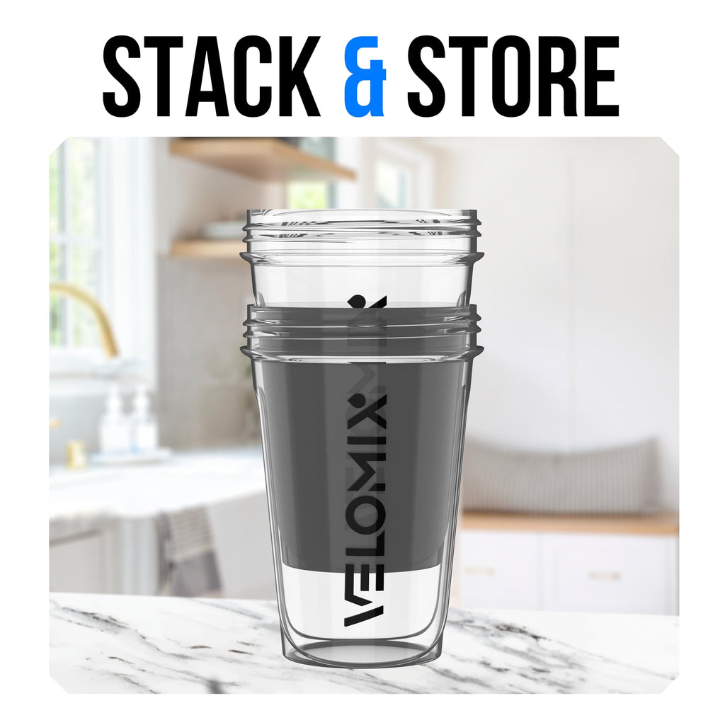 VELOMIX -2 Pack- 20 oz Protein Shaker Bottles for Protein Mixes - 2x Wire Whisk | Leak Proof Shaker Cups for Protein Shakes and Pre Workout | Protein Shaker Bottle Pack (Clear Prime)