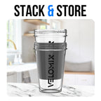 VELOMIX -2 Pack- 20 oz Protein Shaker Bottles for Protein Mixes - 2x Wire Whisk | Leak Proof Shaker Cups for Protein Shakes and Pre Workout | Protein Shaker Bottle Pack (Clear Prime)