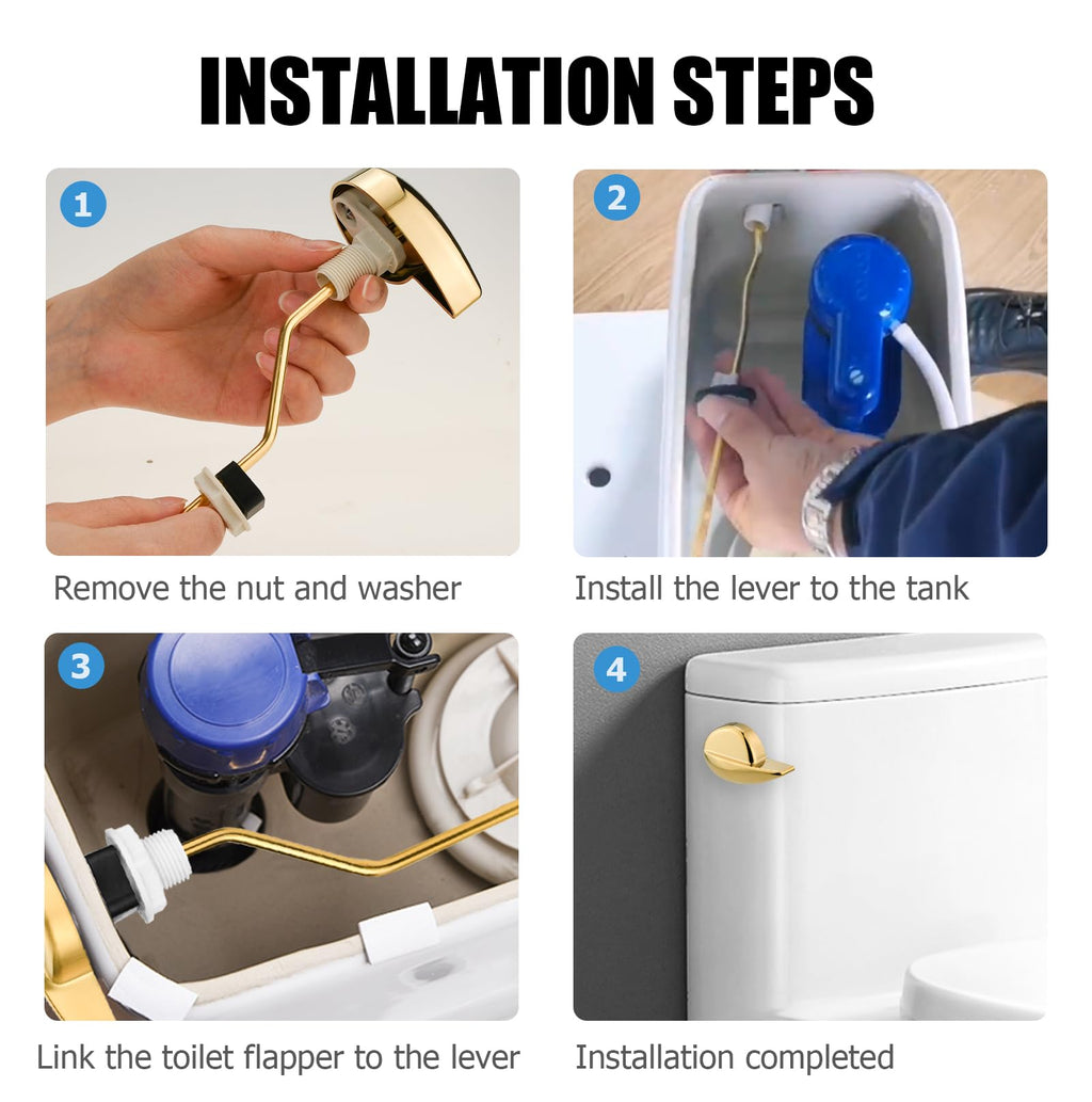 Compatible with TOTO Toilet Handle Replacement Parts Kit, Universal THU068#CP Trip Lvr for St743S Side Mount Toilet Flush Tank Lever Handle for TOTO Kohler Toilet Tank, 1-Pack Shiny Gold