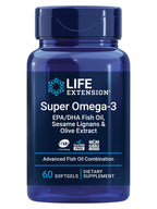 Life Extension Super Omega-3 EPA/DHA Fish Oil, Sesame Lignans & Olive Extract – Heart Health, Brain Health, Inflammation Health Support, Cholesterol Health Support, Gluten-Free, Non-GMO, 60 Softgels